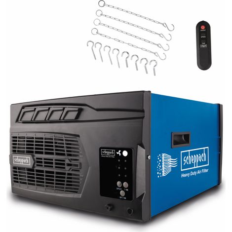 Scheppach Purificateur d'air HDA-14 - 740 m³/h de capacité - 3 Niveaux de Filtration jusqu'à 1 μm - Contrôle à distance & Suspension murale - Pour atelier jusqu'à 400m²