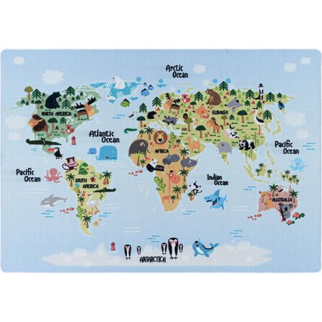 Tapis enfant Lavable 30° 100x150 bleu PLAYMAP (1/5)