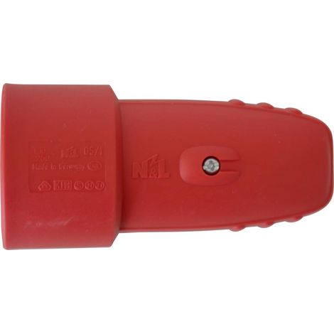N & L 17132 Fiche électrique femelle avec terre caoutchouc 230 V rouge IP20