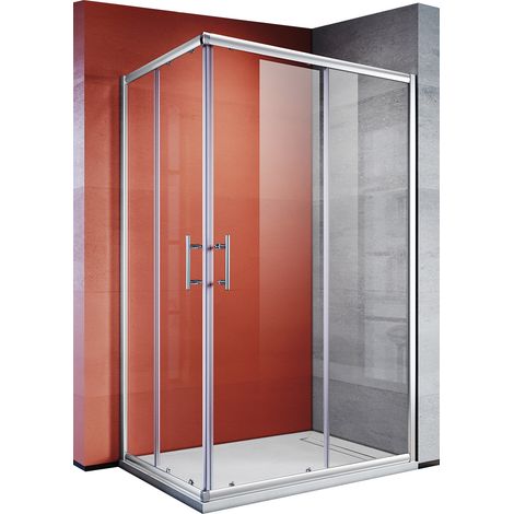 SONNI Duschkabine Eckeinstieg Duschabtrennung Schiebetür Echtglas H:185cm 120x70cm