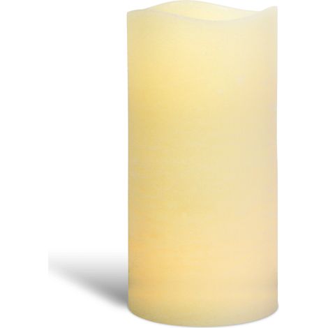 Bougie LED géante ivoire 30 cm en cire véritable – Flamme mobile – Fonctionne avec 3 piles AAA – Pour soirées chaleureuses – Wecandle (1/4)