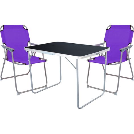 3-tlg Campingsessel Lila + Campingtisch-MMC330870B+2xMPO2600L (1/4)