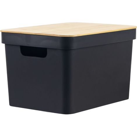 Cesta Alta de Ordenación Rectangular con Tapa Negro Zest 7house, Tamaño S, M o L