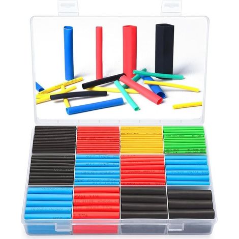 Kit of 560 45mm heat shrink tubing – 2:1 electrical insulation – Assortment of 5 colors and 12 sizes – Mechanical protection (1/5)