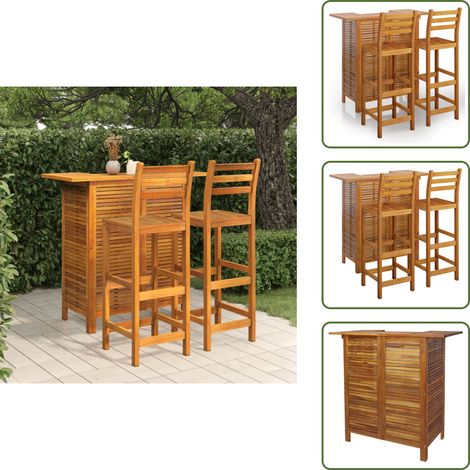 Mesa de bistró - vidaXL Juego muebles de bar para jardín 3 pzas madera maciza de acacia - Taburetes de jardín