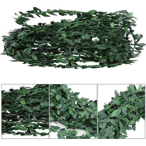 Couronne de feuilles vertes de 7,5 mètres, décoration de vêtements à faire soi-même, feuilles vertes artificielles, fil de fer en plastique, lianes, décoration de Noël, matériaux pour accessoires de j