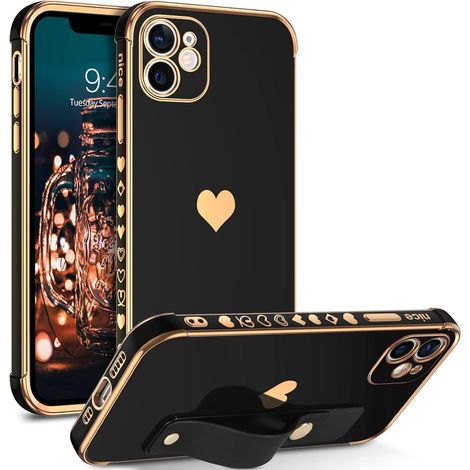 COQUE EN SILICONE POUR APPLE IPHONE 12 NOIR ET OR AVEC CADRE A2172 (1/5)