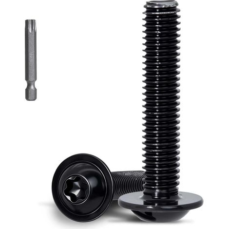 Vis Torx M8 x 20 mm - Lot de 15 - Inox 304 Noir - Tête Bombée avec Collerette - Pour Métaux et Meubles - Clé T20 Incluse (1/5)
