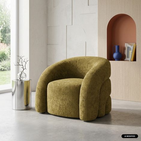 Fauteuil organique tissu 1 place vert olive - Renbo