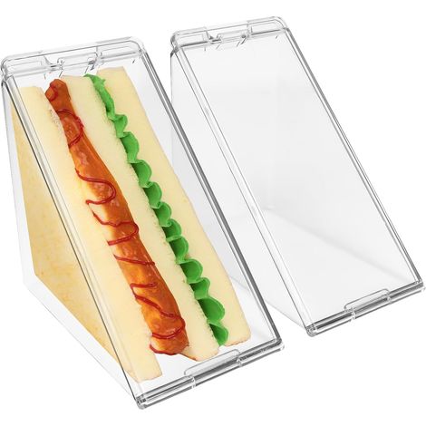 2 boîtes sandwich triangulaires, couvercle transparent, portable, pique-nique, rangement charcuterie (1/5)