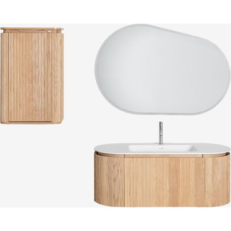Set di mobili da bagno sospesi 120x50 cm in legno con lavabo integrato Carsone SKLUM             (1/5)