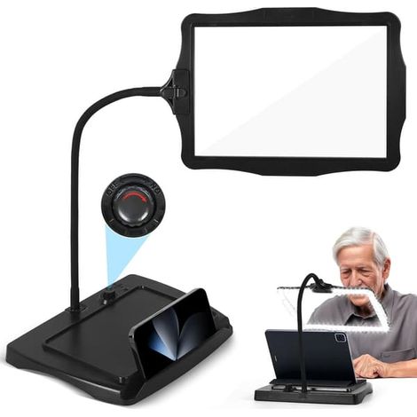 Loupe mains libres grand format - Éclairée par 50 LED ultra-lumineuses - Loupe de cou mains libres - Écran horizontal/vertical lumineux (1/4)