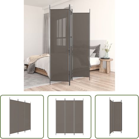 The Living Store Cloison de séparation 3 panneaux Anthracite 150x200 cm Tissu - Cloison De Séparation - Écran De Confidentialité - Séparateur De Pièce - Mur D'intimité - Partition Murale (1/5)