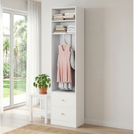 Armoire ouverte 50x30x200 cm MDF et acier blanche, penderie gain de place – MEUBLIV (1/5)