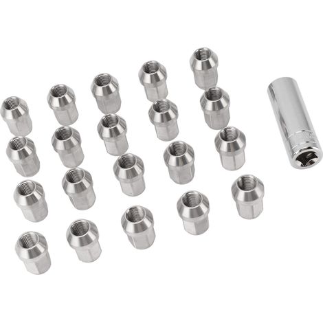 Écrous de roue M14x1.5 avec douille 19mm, côté opposé, acier inoxydable, 35mm, lot de 20, remplacement pour Mazda (1/5)