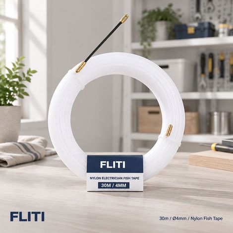 Tire-fils électrique nylon 30m – Ø4mm – Tête flexible guidage – Résistant haute température et vieillissement (1/5)
