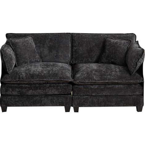 Canapé d'angle Cloud 2 places (accoudoirs non inclus), canapé moderne, idéal pour salon, chambre et appartement, coussin d'assise double couche confortable, tissu chenille respirant, noir, (1/5)