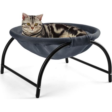 Lit pour Chat, Hamac pour Chat, lit Surélevé pour Chat avec Filet Lavable, Hamacs pour Chats Stables et Amovibles, Montage Facile à l'intérieur comme à l'extérieur (Bleu Foncé)