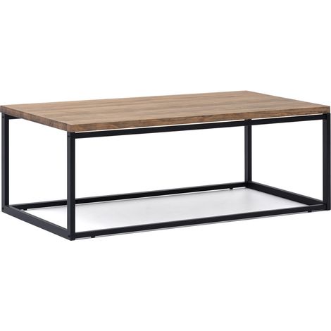 Mesa Centro iCub U Big Wood 120x60x43cm Negra en madera maciza de pino acabado vintage estilo industrial Box Furniture (1/5)