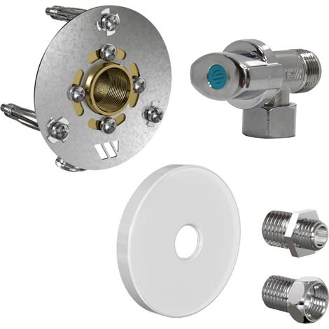 Robifix (WC/Lave-main) MONO PER Ø16 - Mâle 3/8" (12/17) à Glissement + cache blanc + Robinet - Watts