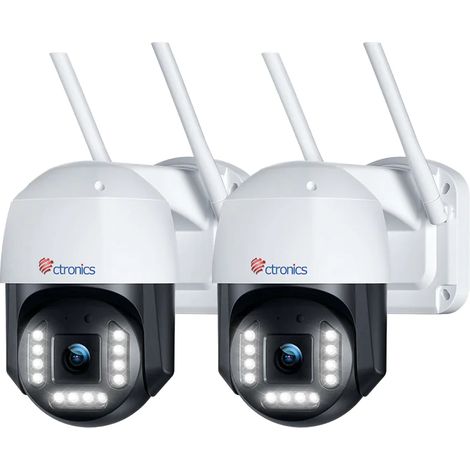 Ctronics 4K 8MP Überwachungskamera für den Außenbereich WLAN 2,4/5 GHz PTZ 355 ° Schwenken 90 ° Neigen Personen-/Fahrzeugerkennung mit Auto-Tracking Farb-Nachtsicht Zwei-Wege-Audio (Ein Satz von 2) (1/5)