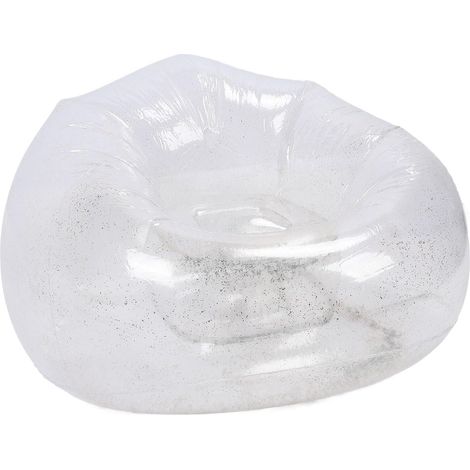 Inflatable Sofa for Party Guests  Transparent Design, Ergonomic Support, High-Resistance PVC Inflatable Chair for Camping and Beach, Transparent (Silver) (1/5)