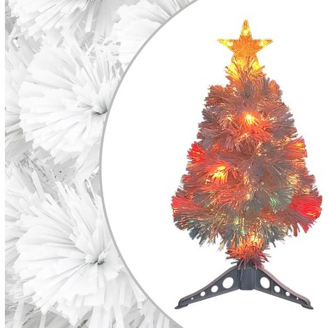 Künstlicher Weihnachtsbaum mit Beleuchtung Weiß 64 cm Glasfaser