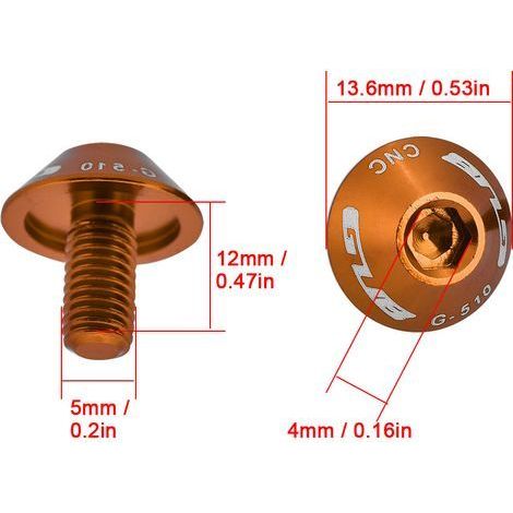 GUB G-510 Packung mit 2 M5 12 mm Befestigungsschrauben für Fahrradflaschenhalter (gold) (1/5)