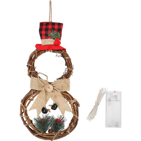 LED Christmas snowman wreath, door decoration with light for home decoration (1/5)
