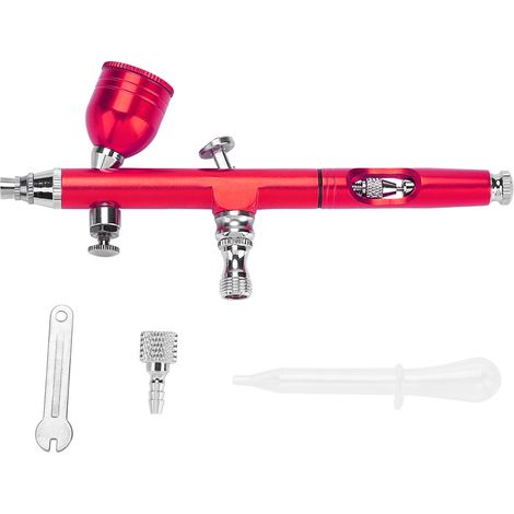 Pistolet aérographe à gravité 0,2mm rouge pour peinture, tatouage, ongles, décoration gâteaux et art (1/5)