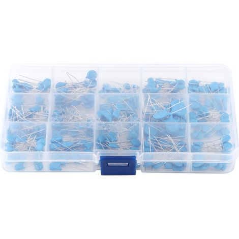 Assortimento di 300 condensatori ceramici ad alta tensione (15 valori diversi) con scatola. (1/5)