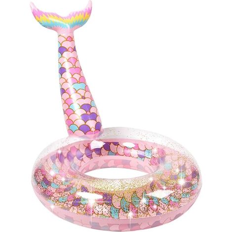 Bouées gonflables pour piscine, bouées sirène, tube à paillettes pour fêtes aquatiques d'été, plage, pour enfants et adultes (90 cm) (1/5)