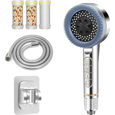 Pommeau de Duche avec Tuyau 1.5M, Pommeau Douche Anti Calcaire, Douchette Douche Salle de Bain avec Filtre, Pommeau de Douche Haute Pression (1/5)