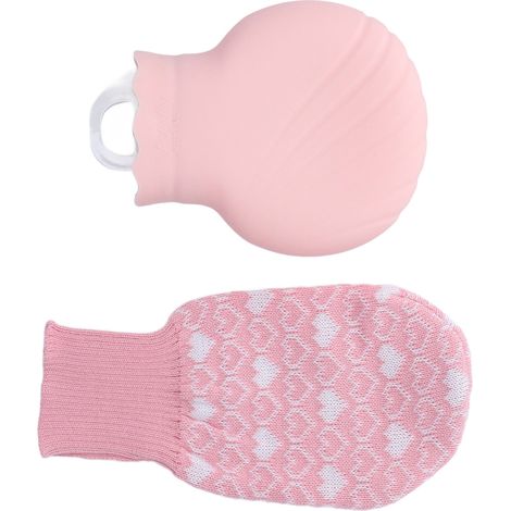 Sac de Bouillotte Anti-Explosion en Silicone avec Housse Tricotée Rose 245ml pour Confort Familial (1/5)