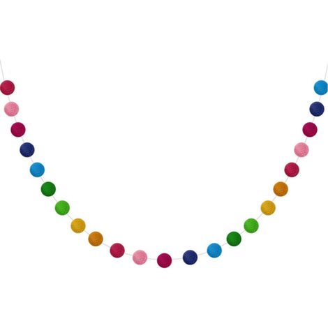 Guirlandes de Pom colorées, 2 pièces, bannière de boule en feutre de laine arc-en-ciel pour décoration suspendue de fête de noël, 24 boules de 2m (1/5)