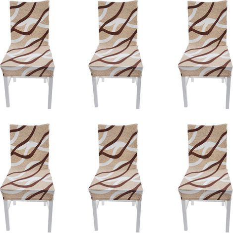 6 Housses de Chaise Élastiques Amovibles Lavables Anti-Poussière pour Salle à Manger Maison/Hôtel (1/5)