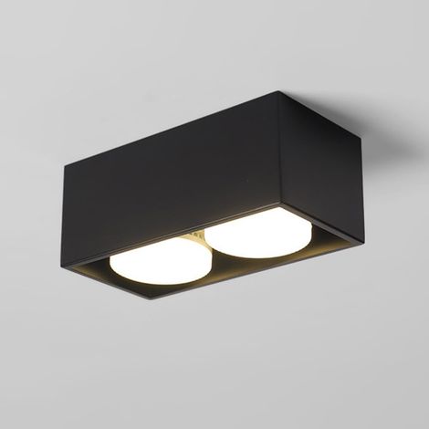 JSSEVN - Lámpara de techo LED rectangular moderna de 2 luces, de montaje en superficie, color blanco/negro, para pasillo, 20 cm de largo, lámpara de techo minimalista, 10 W x 2 (1/5)