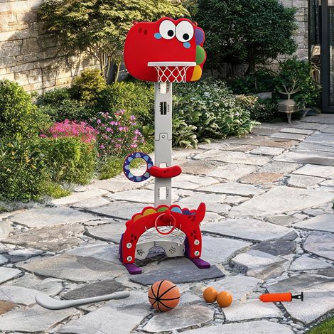Panier de basket dinosaure 5 en 1 pour enfants hauteur réglable (1/5)