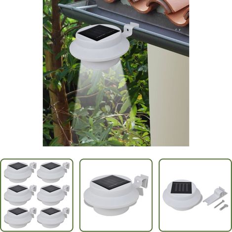Solarleuchte - 6x Außenlampe Sonnenlichtset Zaunlicht Dachrinne-Licht weiß (1/5)