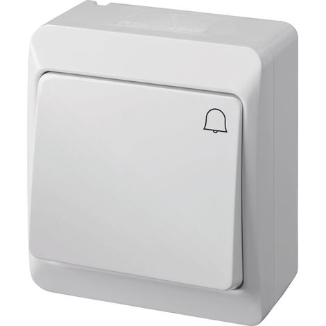 Interruptor de timbre, montaje en superficie, IP44, blanco, HERMES