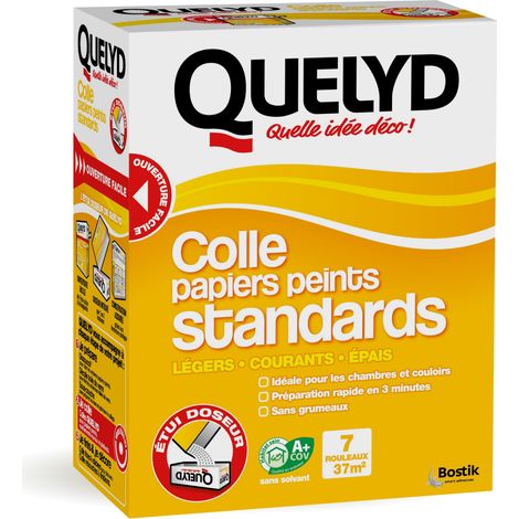 Quelyd Colle Papiers Peints Standards – Idéale pour Chambres et Couloirs – Prête en 3 Minutes – Dosage Ultra Facile – Sans Grumeaux – Sans Solvant – Poudre 250 g (7 rouleaux) (1/7)