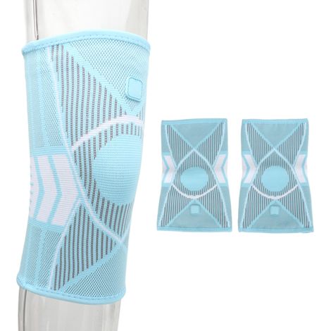 Genouillère de Compression Sportive Respirante pour Homme et Femme - Course à Pied, Randonnée - Taille M, Bleu Ciel (1/5)
