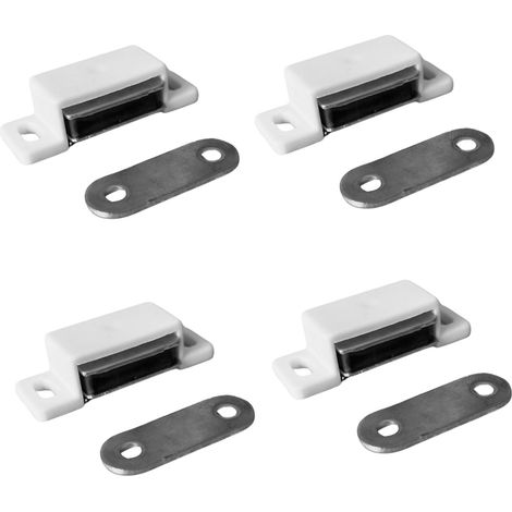 Fermeture Magnétique pour Meubles, Portes et Tiroirs, Loquet Aimanté 4 pcs, Blanc, Taille Petit - EVOTRADE (1/3)