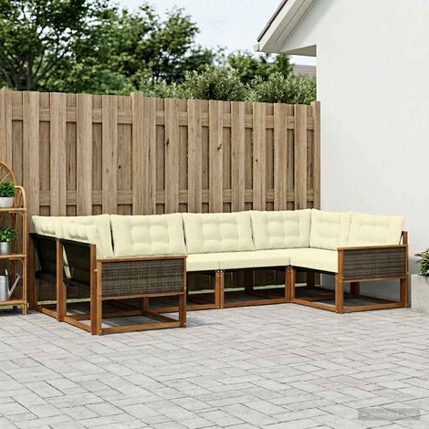 vidaXL Outdoor-Sofagarnitur mit Kissen 6 pcs Natur und Creme (1/5)
