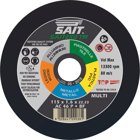 Sait DISCO ABRASIVO EK WINNER-TM impiego universale Ø mm. 115x1,6x22,23 20.00 pz