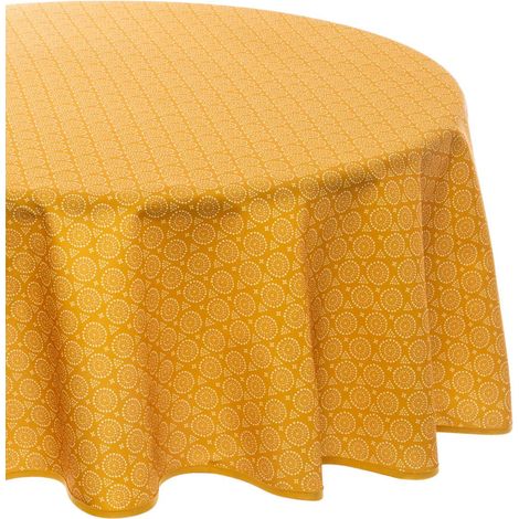 Mantel resistente a las manchas Etnik - amarillo ocre - D180 cm - Atmosphera créateur d'intérieur (1/5)