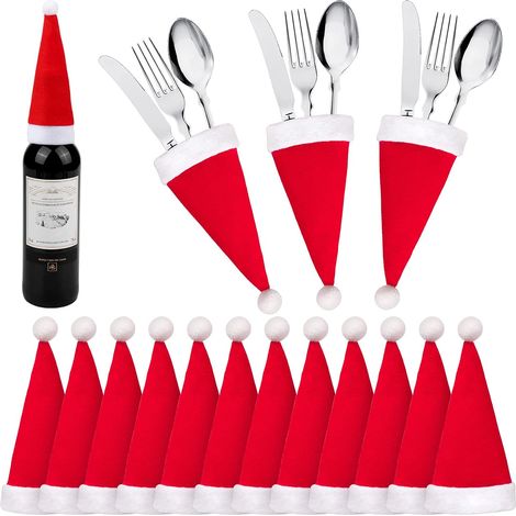 Porte Range Couverts Noël, Titulaires Vacances Père Noël Fourchette Cuillère Sac de Rangement Dîner Décoration pour Table (1/5)
