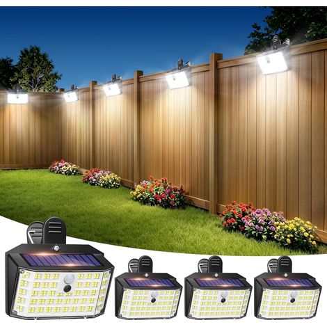 4-Pack 176LED Solar Lights Outdoor, 600LM Motion Sensor Light, IP65 Waterproof Wall Lamp for Fence, Garden, Camping, Patio, White (1/5)