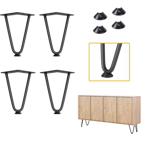 royaluxe -Pieds de meubles en épingle à cheveux en fer 6 pouces (environ 15,2 cm), 3/8 pouces (environ 1,9 cm) en acier métallique solide, robuste et soudé, bricolage pour canapé, commode, étagère, me (1/5)
