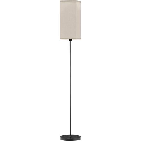 Stehlampe fürs Wohnzimmer, Lampe mit beigefarbenem Leinenschirm, Fußschalter, Ø 25 x 161,5 cm, schwarz
